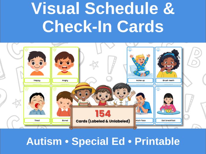 Visual Schedule & Check-In Cards + Daily Routine | Autism & Special Education