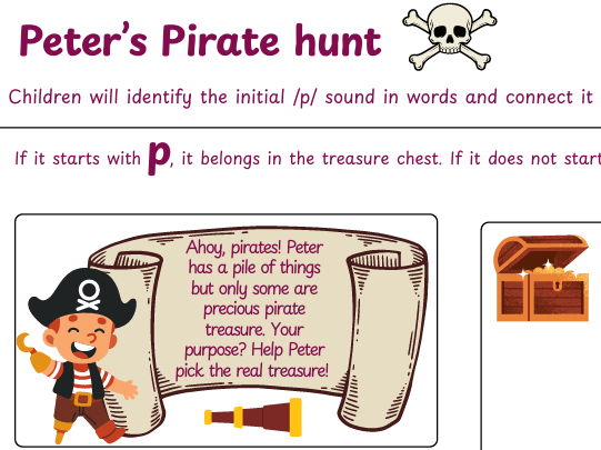 P Initial Sound Phonics Worksheet (EYFS/KS1)