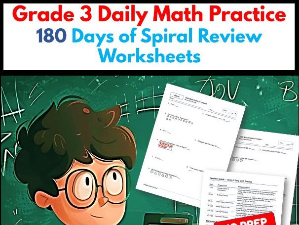 Grade 3 Daily Math Practice | 180 Days of Spiral Review Worksheets
