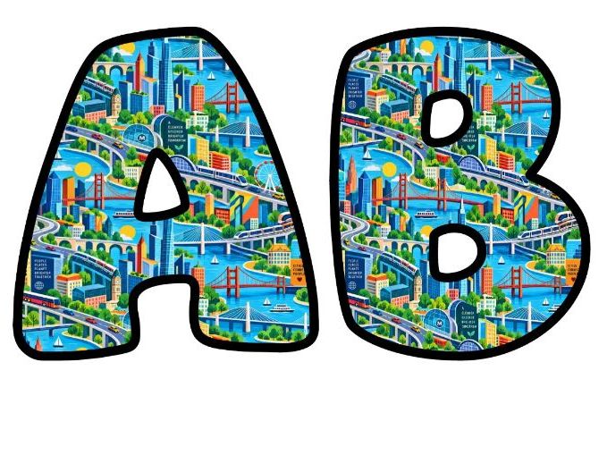 City Roads and Bridges Bubble Letters | Art and Music Bulletin Board Letters