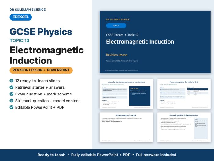 Edexcel GCSE Physics Topic 13 Electromagnetic Induction Revision Lesson