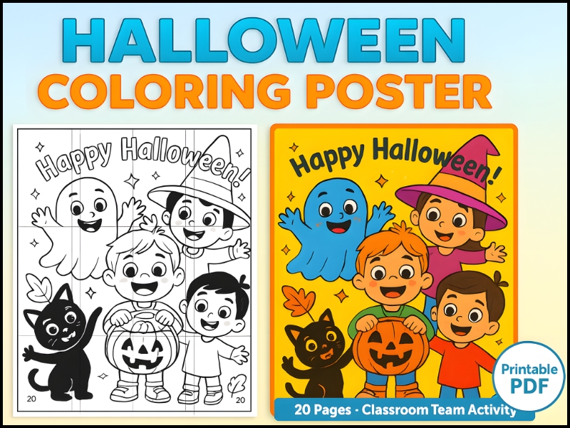 Halloween Collaborative Coloring Poster
