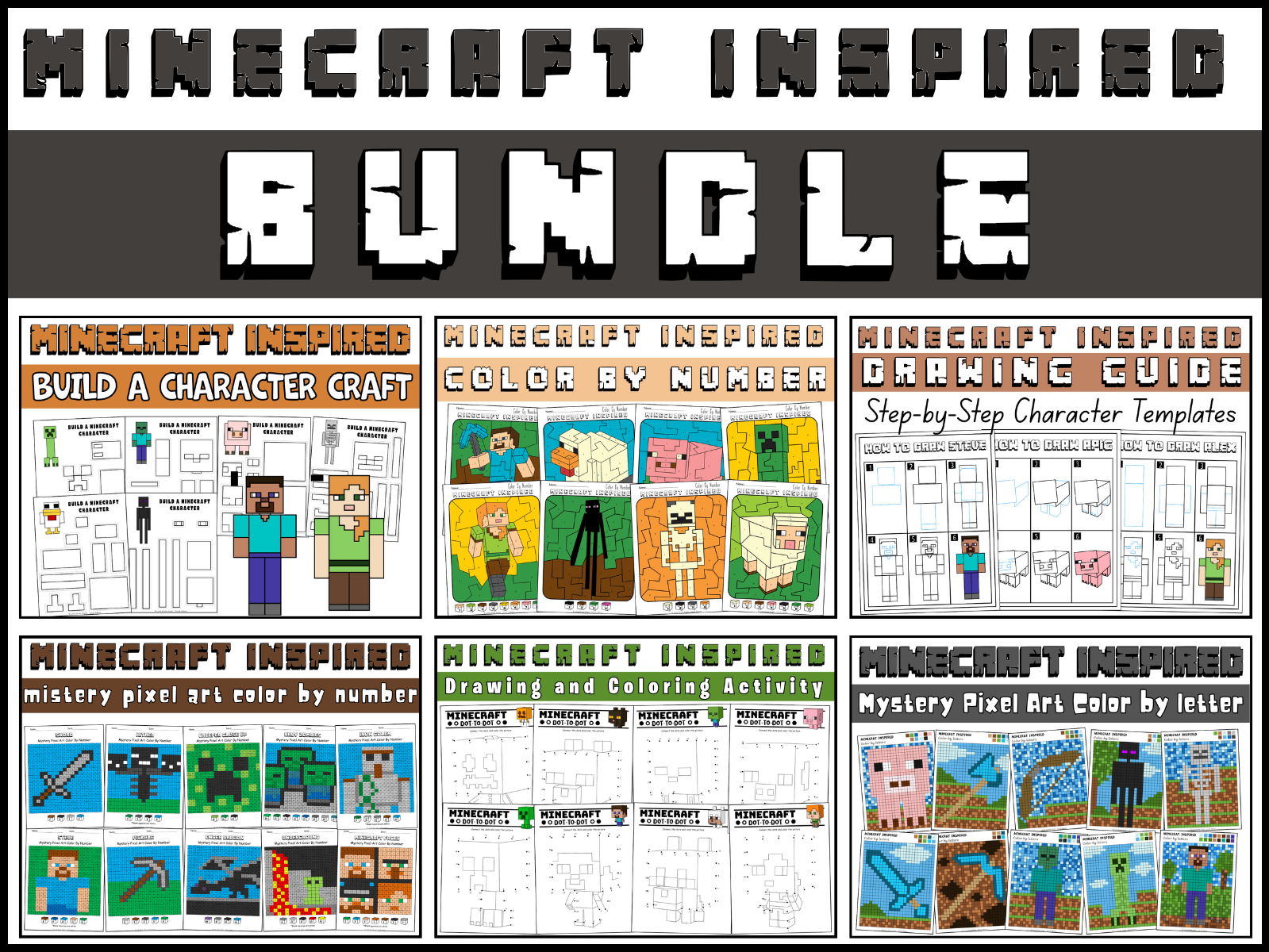 Minecraft Bundle | 6 Activities | Crafts, Color & Math and More
