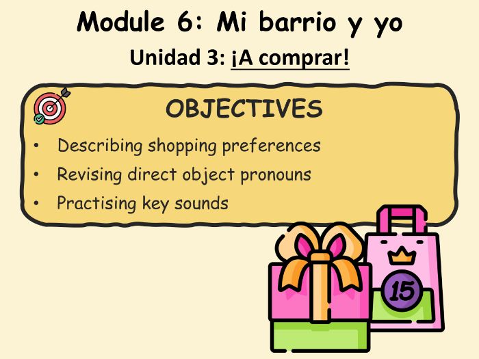 2024 AQA GCSE Spanish - Mi barrio y yo - 3 A comprar