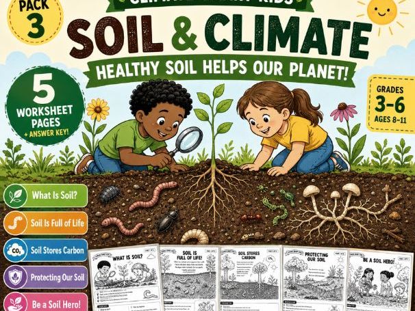 Climate Smart Kids | Soil & Climate |Healthy Soil |Science Wooksheets Grades 3-6