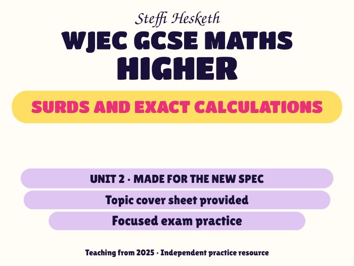 WJEC New Spec Maths Higher Unit 2: Surds and exact calculations