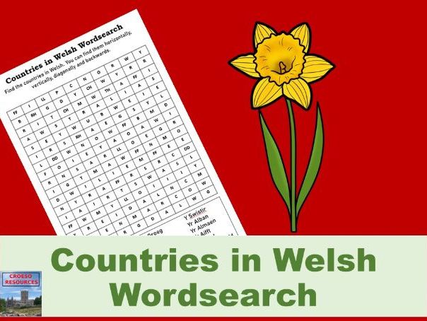 Countries in Welsh Wordsearch