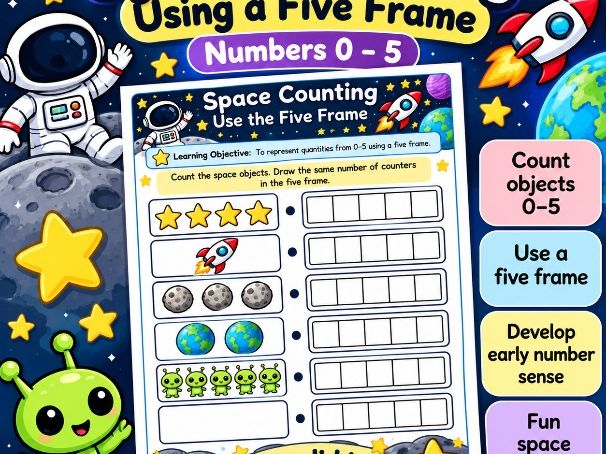 Space Counting Using a Five Frame | Numbers 0-5