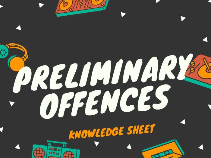 OCR LAW: PRELIMINARY OFFENCES KNOWLEDGE SHEET