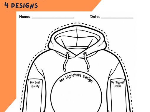 All about me - Hoodie & Graphic Tee bulletin board design and worksheets