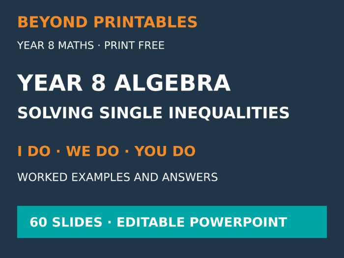 Solving Single Inequalities | I Do, We Do, You Do | Year 8 Maths | Print Free