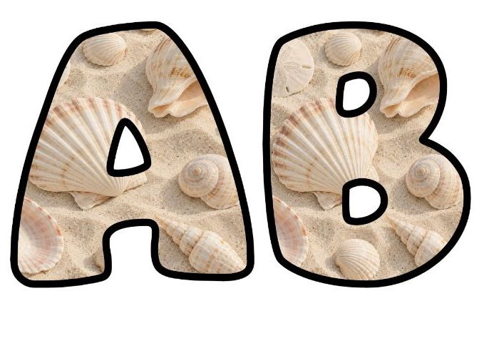 Seashells on Sand Bubble Letters | Under the Sea Bulletin Board Letters | Classroom Display Pack