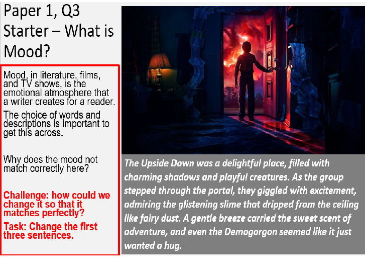New 2026 AQA GCSE English Language Structure/Descriptive Writing Focus.Includes Popular Film Scenes