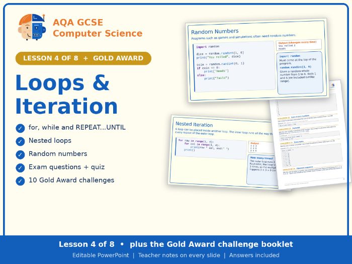 AQA GCSE Computer Science 3.2 Python Loops & Iteration Lesson