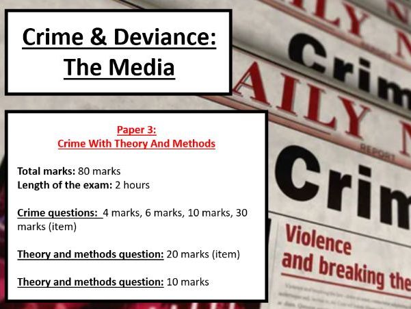 Sociology - Crime & Deviance Topic: Crime & The Media (With Support)