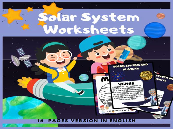 Solar System Unit With Worksheets- Intro to Space Digital Activity coloring...../Version in English