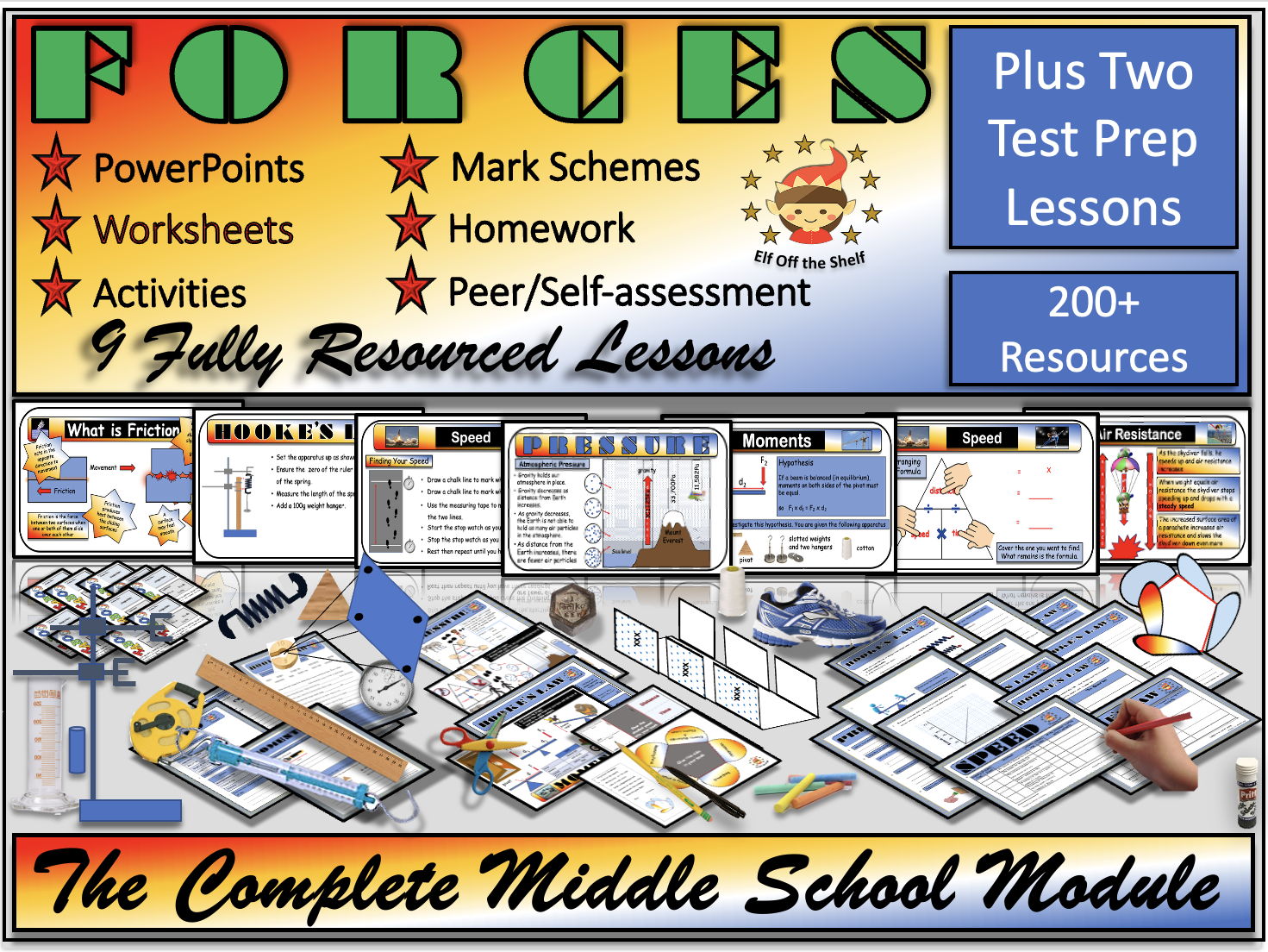 Forces - The Complete Module for KS3 9 Fully Resourced Topics   Plus Two Test Prep Lessons