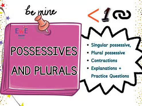 Possessives and Plurals: singular possessive, plural possessive, contractions - Grammar Worksheets