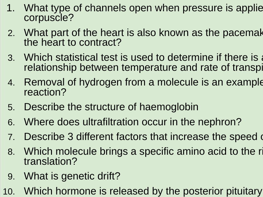 A Level AQA Biology Recall Revision Quizzes
