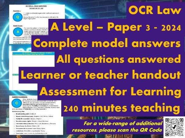 OCR A Level Law Model Answers - Full Papers - Paper 3 (Human Rig.) - 2024 - Student/teacher Handout
