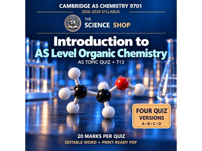 An introduction to AS Level organic chemistry | Cambridge AS Chemistry 9701 | 4 Revision Quizzes