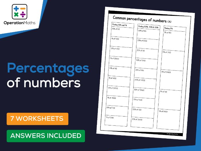 Percentages of numbers