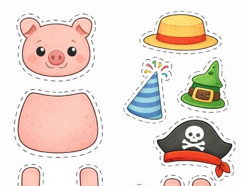 Cut and paste a Pig- Fine Motor Skills