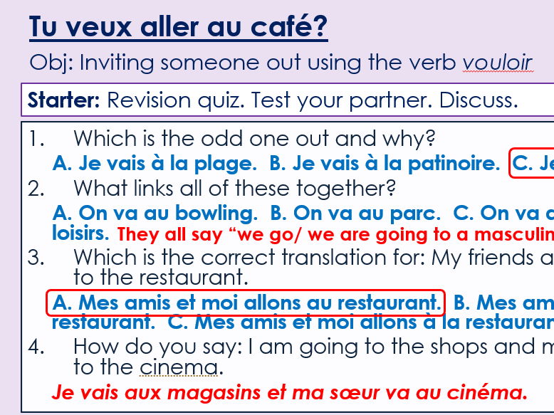 Dynamo 1: Module 5. Unit 2, Tu veux aller au café?