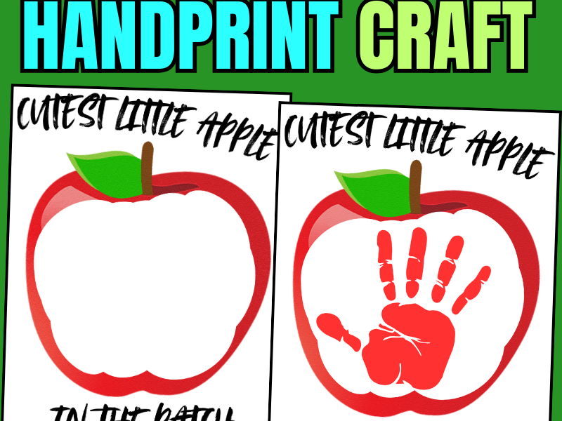 Apple hand print Craft Printable DIY apple Kids Fall Keepsake