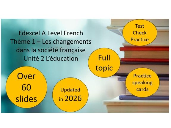 EDEXCEL A Level French – L’éducation FULL TOPIC