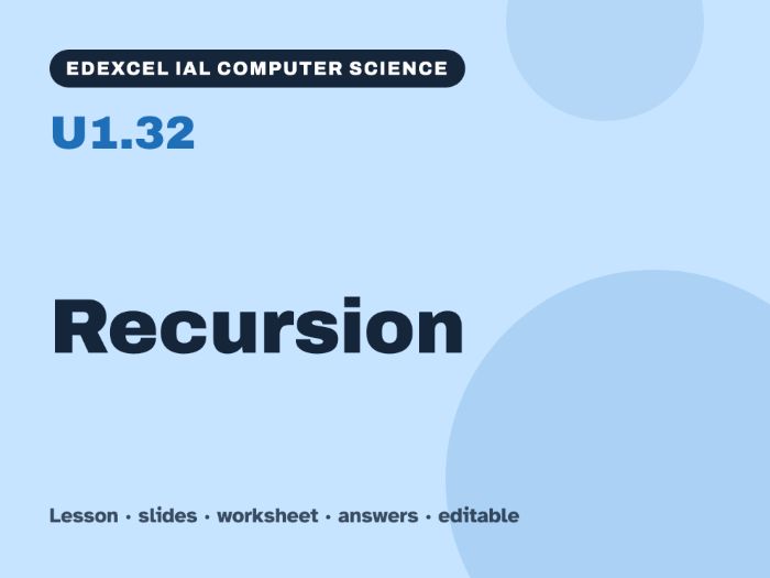 Edexcel IAL Computer Science – U1.32 Recursion – Lesson & Worksheet