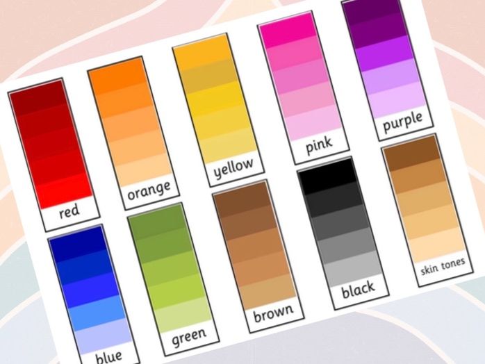 Colour charts in shades