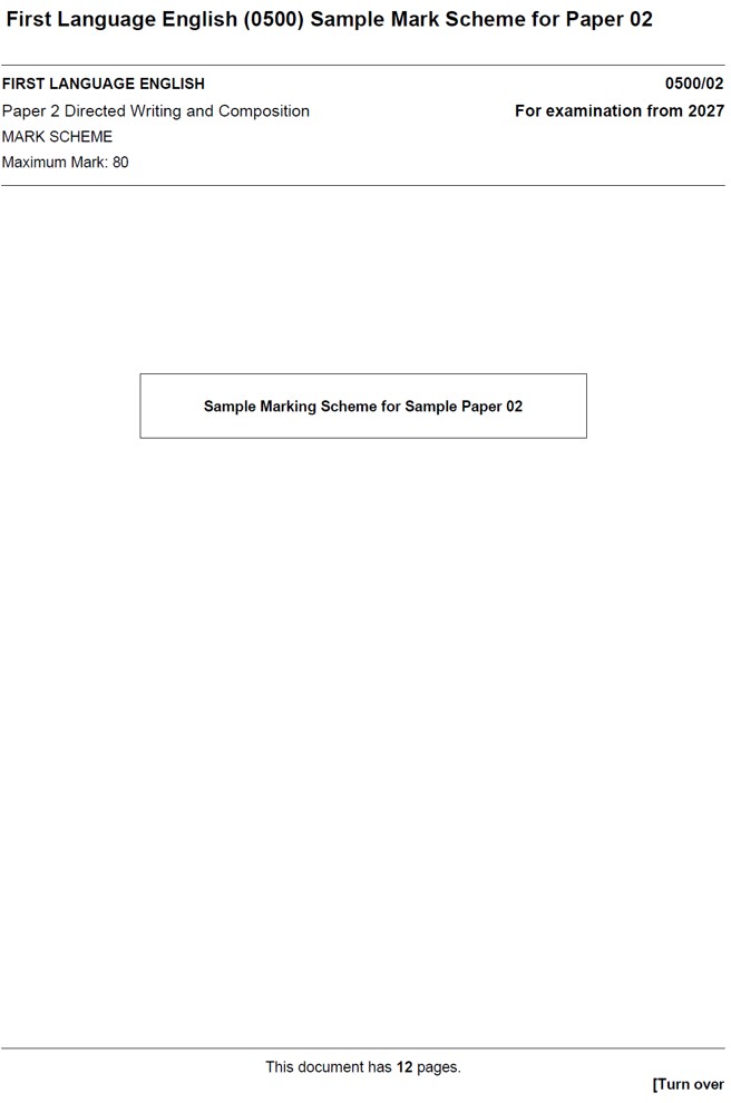 IGCSE First Language English 0500 Sample papers for the 2027+ syllabus ...