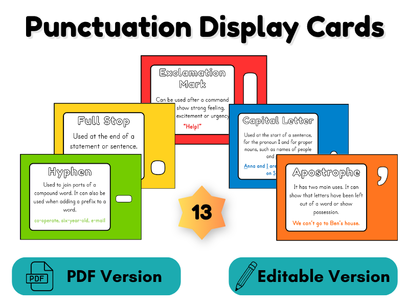 Punctuation Display Cards