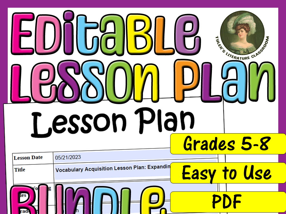 Vocabulary Development Bundle : Editable Lesson Plan for Middle School