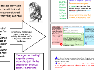 Revision of Macbeth's soliloquies: 1,3, 1,4 & dagger 2,1 GCSE revision notes + stickability points