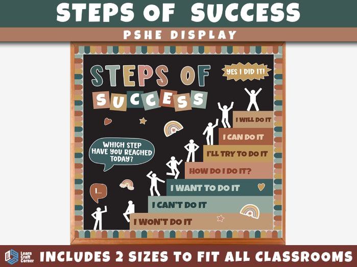 Steps of Success Classroom Display – Growth Mindset & PSHE | Earth Tone