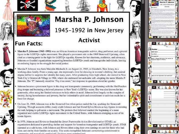 Marsha P. Johnson PACKET & ACTIVITIES, Important Historical Figures Series