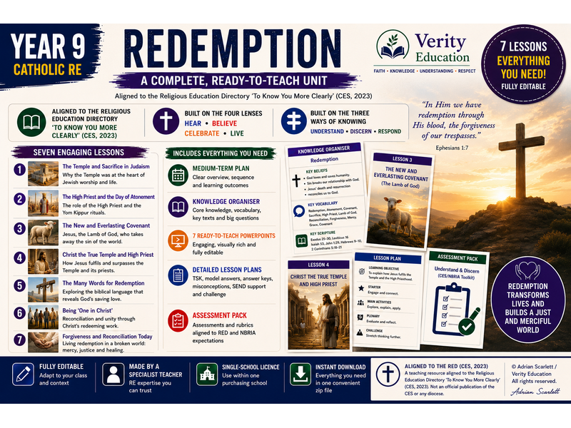 Year 9 Catholic RE: The Mystery of Redemption — Full RED Unit (KS3)