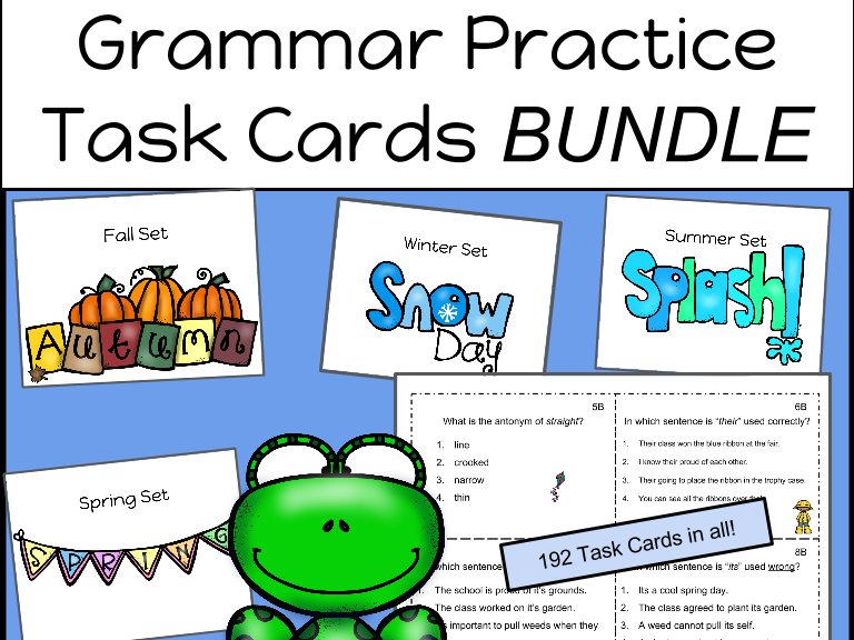 Grammar Practice Task Cards: Year Long BUNDLE (192 Task Cards!!)