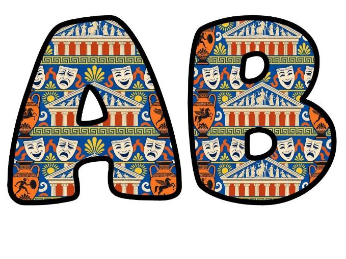 Ancient Greece Pattern Bubble Letters | History Topic Bulletin Board Letters