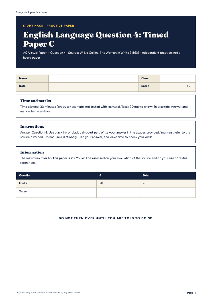GCSE English Language Paper 1 Question 4: AQA-style evaluation guide ...