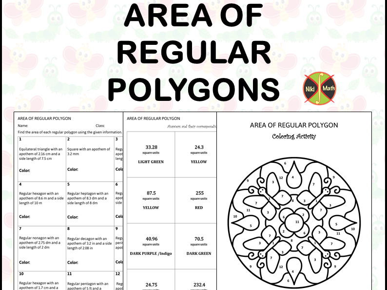 Geometry Grades 5-7: Area of Regular Polygons - Coloring Activity/Color by Code