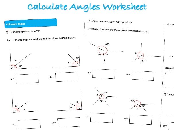 Shape Worksheet - Calculate Angles