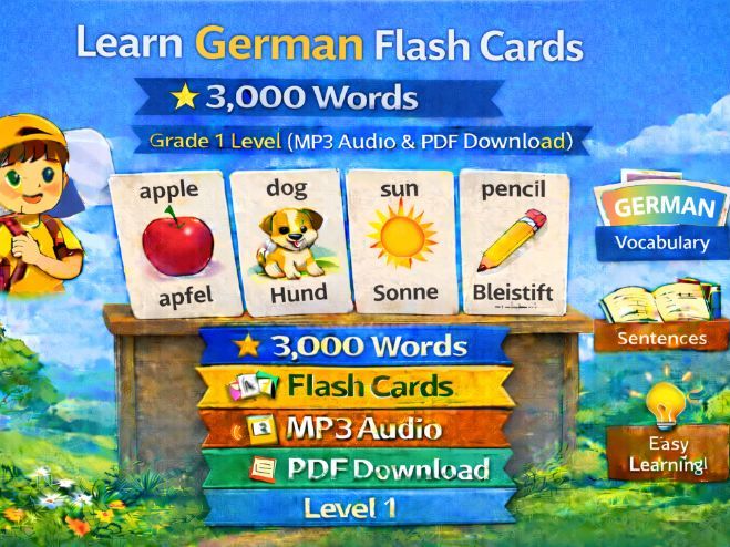 German Flash Cards, 3,000 Words (Audio, PDF)