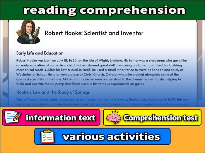 Robert Hooke: Scientist and Inventor- Reading Comprehension, Worksheet & Activities