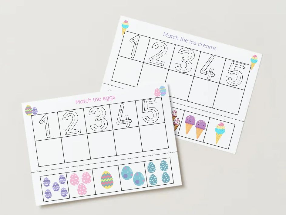 Making 5 Worksheets - Count and Match Cut & Paste – EYFS Maths Activity – Seasonal Themed Printables