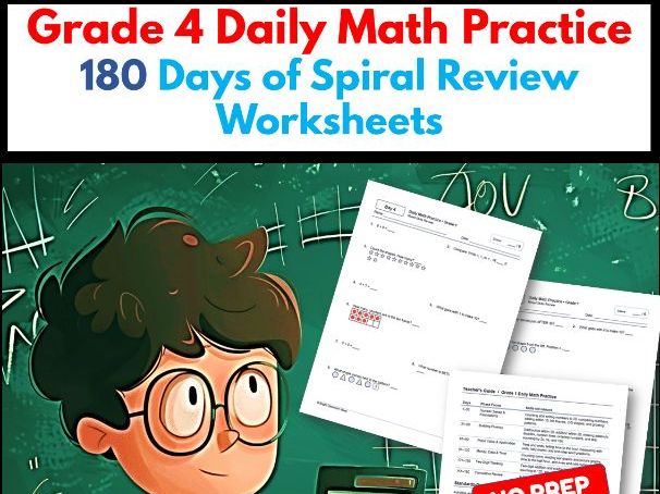 Grade 4 Daily Math Practice | 180 Days of Spiral Review Worksheets