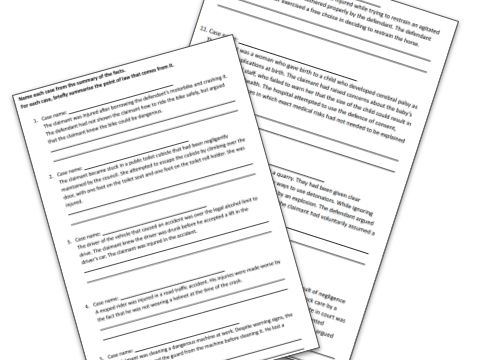 Tort defences and remedies - Name the case (AQA A-level law)