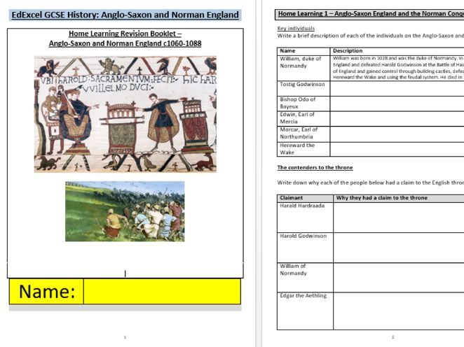 GCSE History - Anglo-Saxon and Norman England Revision Booklet